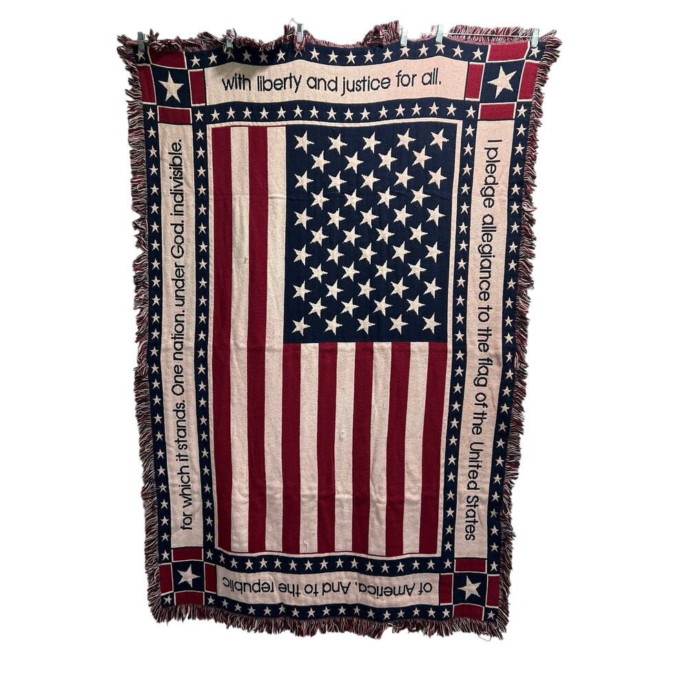 USA FlagThrow Blanket, Pledge of Allegiance, 48" x 68"